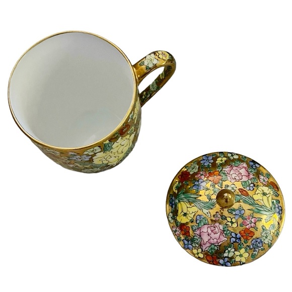 Vintage Chinese Porcelain Covered Tea Cup - Picture 4 of 10